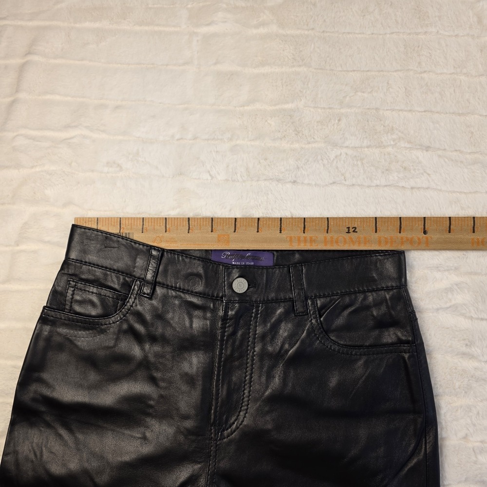 Ralph Lauren Purple Label Lambskin Straight Leather Pants Womens 4 Black $2,990 - Picture 8 of 13